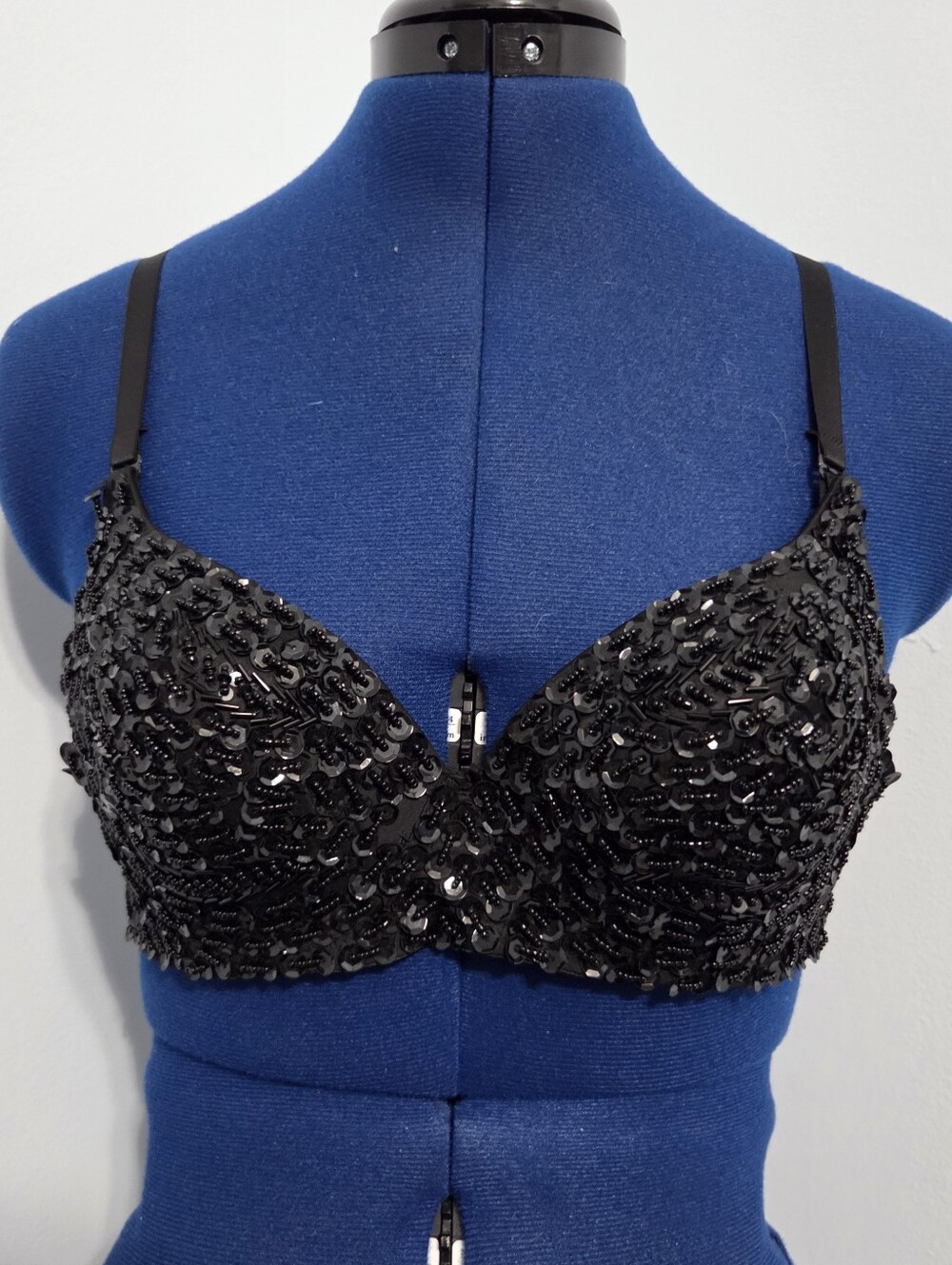 Black Beaded Sequin Bra Size 36